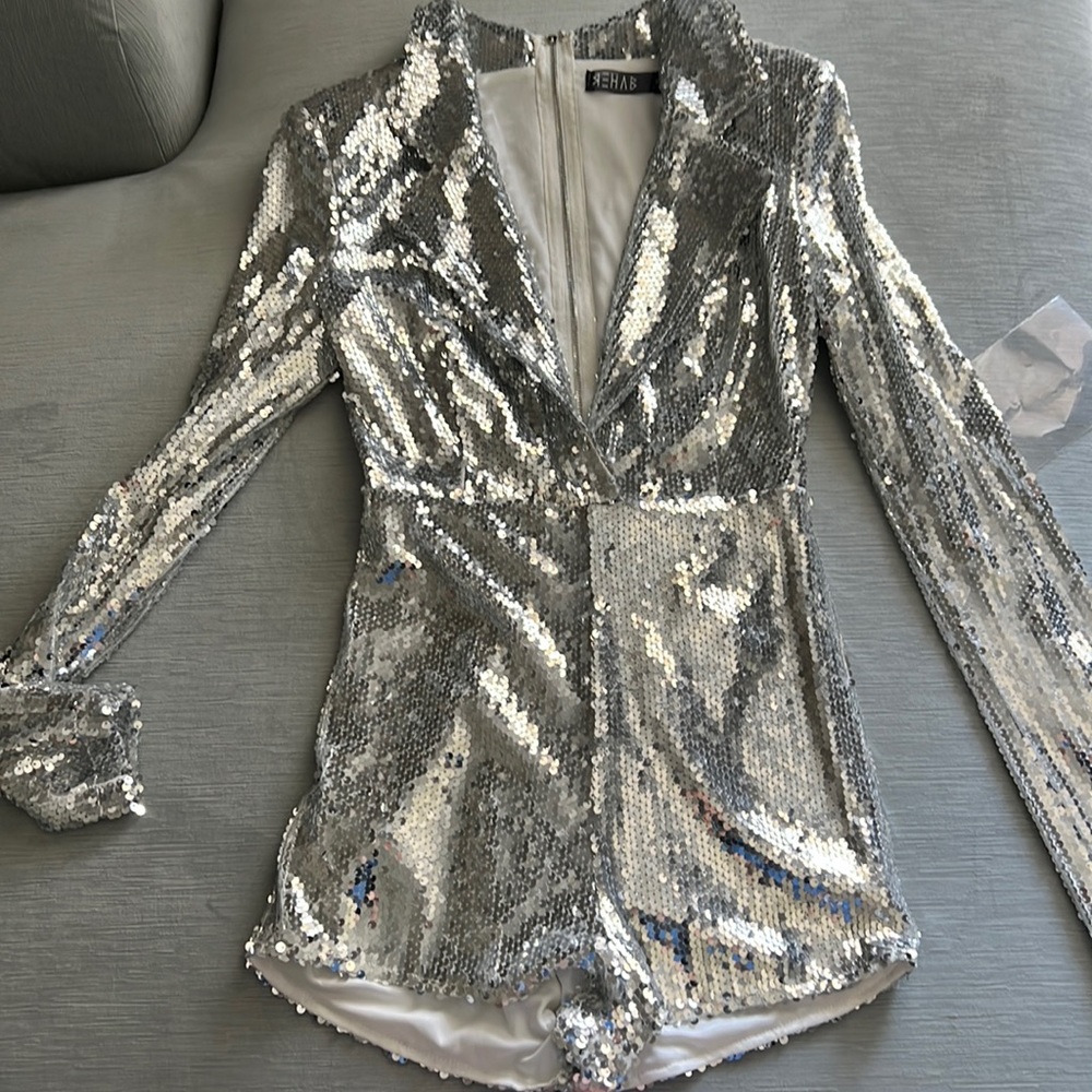 Rehab Sequin zip up romper - size s